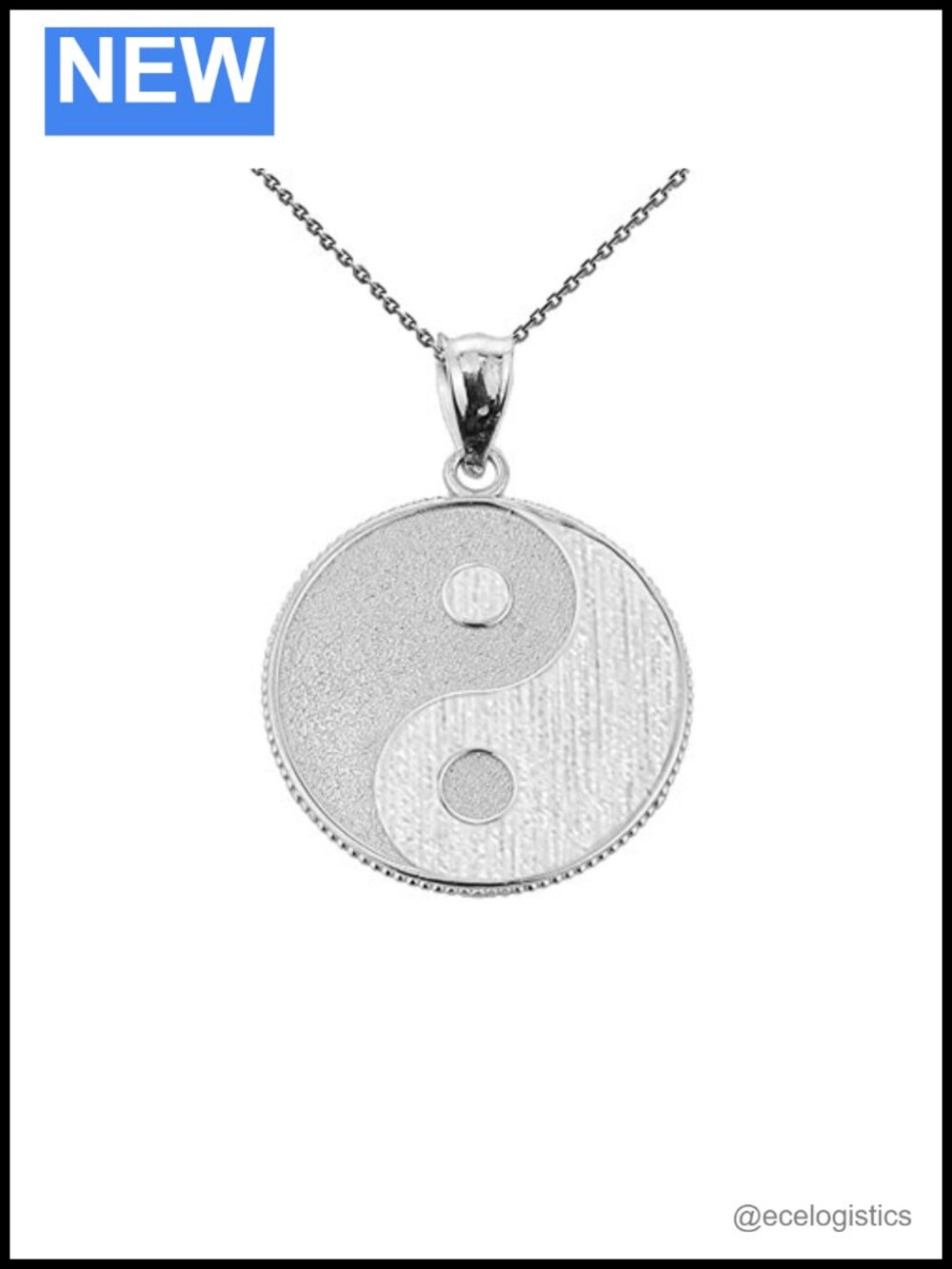 925 Sterling Silver Milgrain Yin Yang Pendant Necklace
